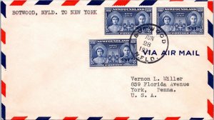 US 1939 FFC Botwood Newfoundland to New York - A553
