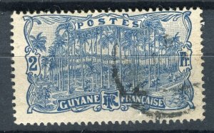 FRENCH COLONIES; GUYANE 1904 early Palm Trees issue fine used 2Fr. value