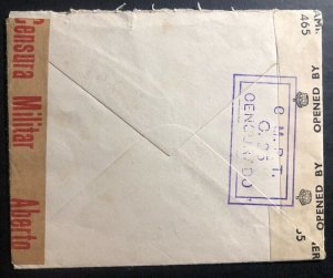 1945 Woolacombe England Dual Censored Cover To Horta Azores Portugal Letter