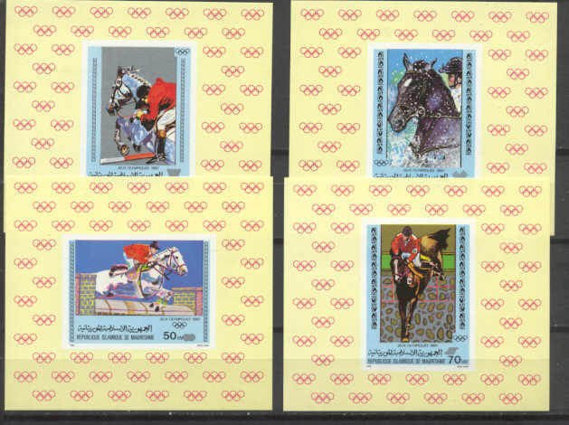 Mauritania 446-49/ 4 MNH s/s Olympic-80/Horses