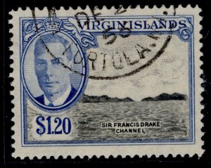 BRITISH VIRGIN ISLANDS GVI SG145, $1.50 black & bright blue, FINE USED. Cat £12.