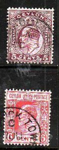 Ceylon-Sc#197-8- id7-two used  KEVII-1908-