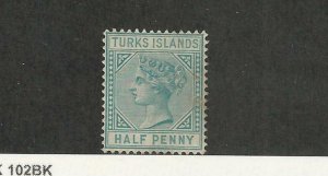 Turks Islands, Postage Stamp, #48a Mint Hinged, 1882, JFZ