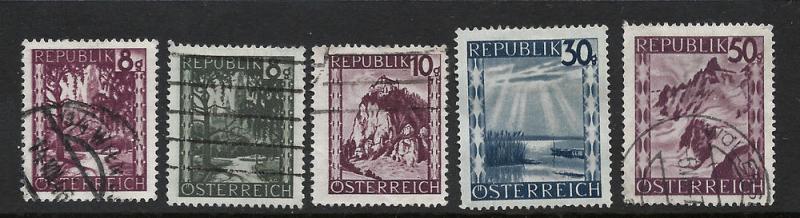 Austria 1946-47 Scott 483-87mix scv $1.95 less 50%=$0.97 BIN