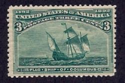 US #232 3-cent Columbian MNH