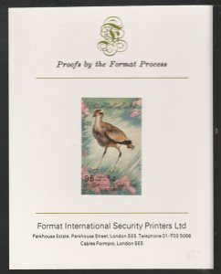 LIBYA 1982  BIRDS - COURSER  imperf on FORMAT INT PROOF CARD