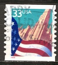 USA; 1999: Sc. # 3280:  Used Perf. 9,8 Coil Single Stamp