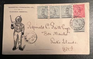 1901 Bermuda Cover Hamilton to Bon Maiche Turks Islands BWI Wrecking Co