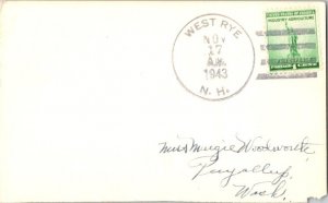United States New Hampshire West Rye 1943 4f-bar  1909-1973  Postcard  Philat...