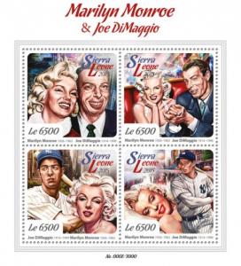 SIERRA LEONE 2015 SHEET MARILYN MONROE JOE DIMAGGIO BASEBALL SPORTS srl15703a