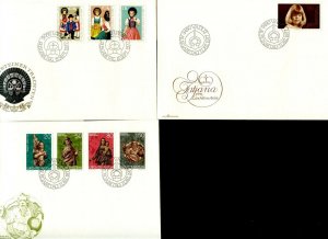 LIECHTENSTEIN Sc#615-635 1977 Seven Cpl Sets on Cacheted Unaddr. FDCs