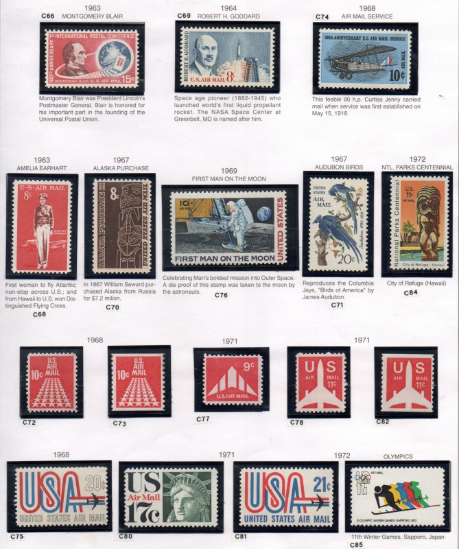 US #C66 // C85 17 different stamps, including better, VF mint never hinged, w...