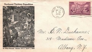 NORTHWEST TERRITORY EXPEDITION - AT WEST NEWTON CACHET EVENT COVER 1938