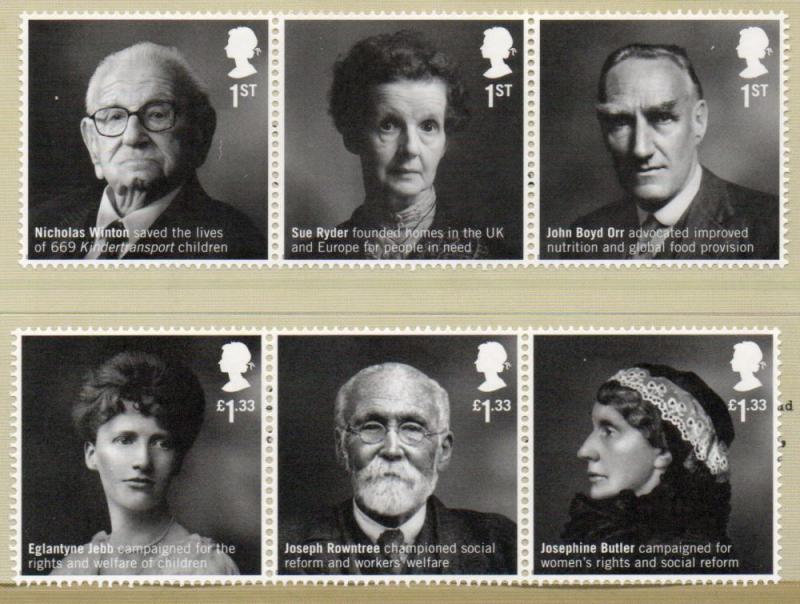 Great Britain Sc 3479-84 2016 British Humanitarians  stamp set mint NH