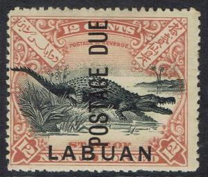 LABUAN 1901 POSTAGE DUE 12C CROCODILE PERF 14.5 - 15 