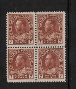 Canada #114 #114iii #114v Mint Fine - Very Fine Never Hinged Block **W\ Cert.**