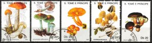 Sao Tome and Principe 1990 Mushrooms set of 5 Used / CTO