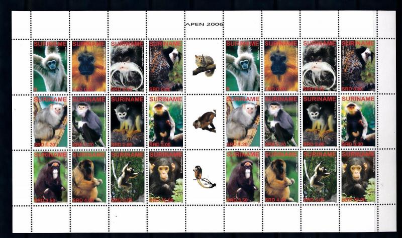 [SUV1406] Surinam Suriname 2006 Primates Monkeys Miniature Sheet with tab MNH