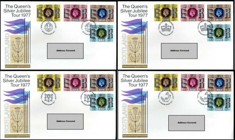 1977 QE II Silver Jubilee Tour 24 Souvenir Covers Set England Scotland Wales NI