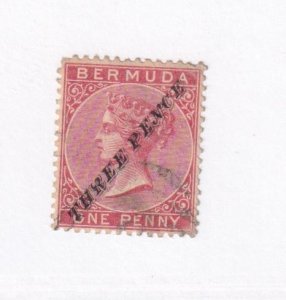 BERMUDA # 11 VF-LIGHT USED 3p ON 1p SURCHARGE CAT VALUE $20,000