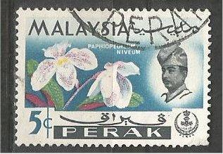 PERAK, 1965, used 5c, Orchid, Scott 141