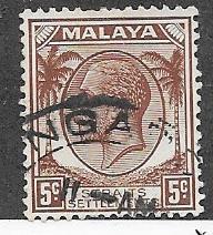 Malaya - Straight Settlements #221  5c brown  George V (U) CV $0.25