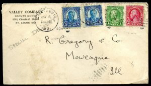 U.S. Scott 637 (2), 634 and 632 on 1934 Special Delivery Cover