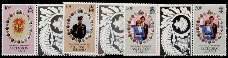 Ascension Island 294-6 Gutter Pairs MNH Prince Charles, Princess Diana, Flowers