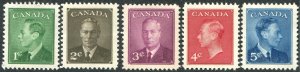 CANADA 289-293 George VI Set of 5, MNH, OG  VF/XF