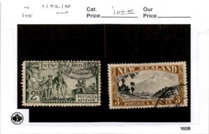 New Zealand, Postage Stamp, #197-198 Used, 1935 Captain Cook, Mt Egmont (AD)