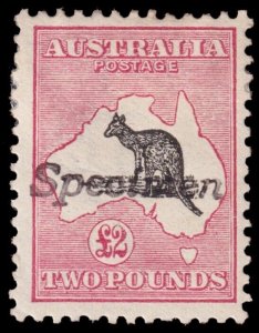 Australia Scott 58 Specimen, Deep Rose & Black (1919) Mint H F-VF, CV $5500.00 M