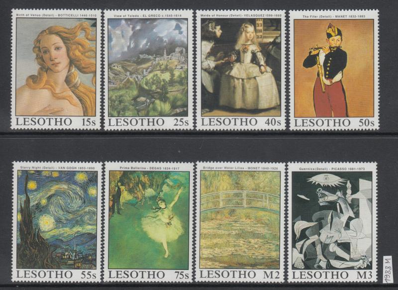 XG-AJ533 LESOTHO - Paintings, 1988 Van Gogh, Botticelli, Picasso MNH Set