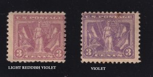 1919 Victory Allies in WW I  Sc 537b 3c light reddish violet MLH CV $150