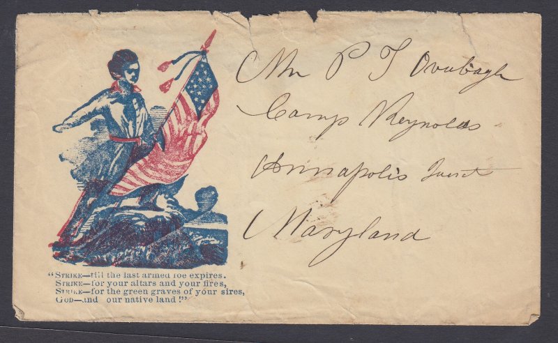 Civil War Patriotic unused cover - Strike, Strike, Strike (no flap)