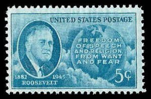 PCBstamps   US # 933 5c FDR & Globe, MNH, (26)