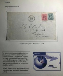 1938 Kingston Jamaica Surface Letter Cover To Kingsville Canada