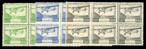 Japan, Air Post #C5-7 Cat$234+ (for hinged), 1929-34 16 1/2s-33s, three block...