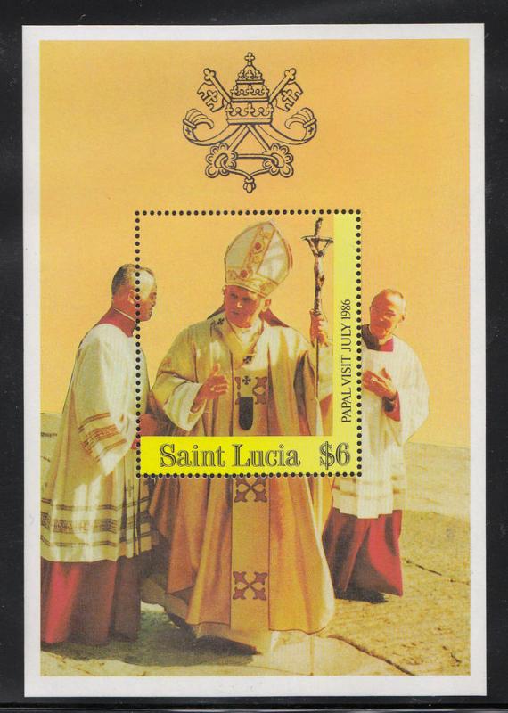 St Lucia Pope John Paul S/Sheet (Scott #838) MNH 