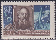 Russia 1957 Sc 1991 Astronautics Rocket Pioneer Konstantin Tsiolkovsky Stamp MNH