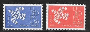 France Scott 1005-06 MNHOG 1961 EUROPA Issue - SCV $0.50