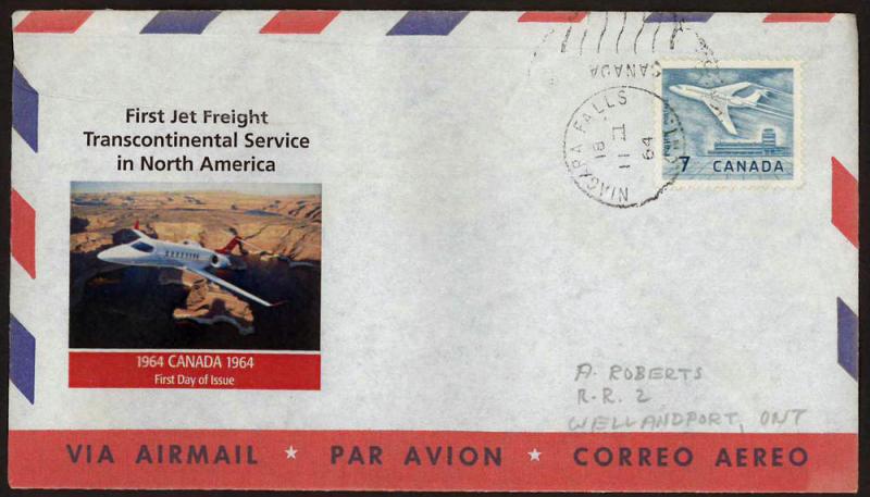 CANADA SC#414 1st Jet Freight Transcontinental Service (1964) FDC (A)