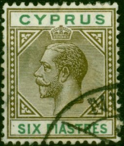 Cyprus 1912 6pi Sepia & Green SG80 Fine Used 2