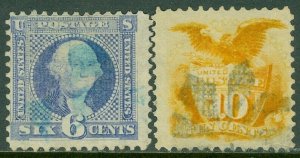 EDW1949SELL : USA 1869 Sc #115-16 F-VF, Used. Sound #115 w/ Blue cancel Cat $335