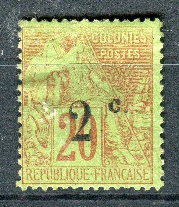 FRENCH COLONIES; REUNION 1890s early Optd. issue fine used 2/20c. value