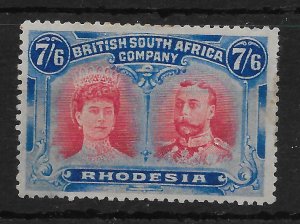 RHODESIA SG162 1910-3 7/6 CARMINE & BRIGHT BLUE MTD MINT