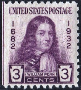 SC#724 3¢ William Penn (1932) MNH