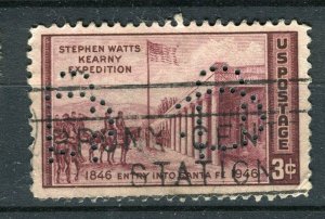 USA; 1950s early definitive issue fine used 3c. value + PERFIN