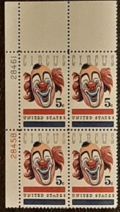 US Scott # 1309; MNH,og 5c Circus Clown issue ,1966; plate blk of 4;VF Centering