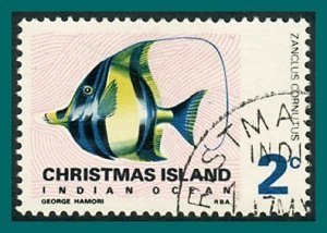 Christmas Island 1968 Fish, Moorish Idol, used #23,SG23