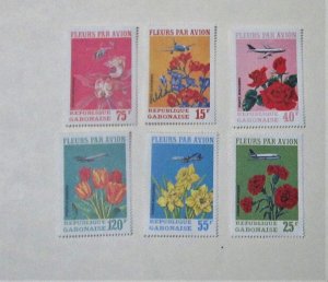 Gabon - C109-11, MNH Set. Flowers and Airplane. SCV - $9.05